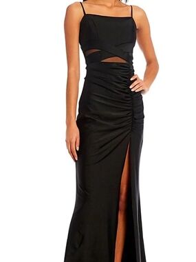 Elegant Black Cutout Maxi Dress with Side Slit
